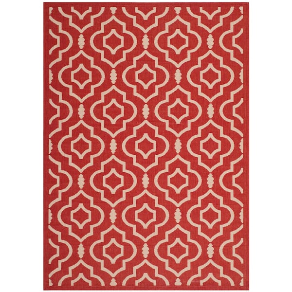 SAFAVIEH Courtyard Red/Bone 5 ft. x 8 ft. Geometric Indoor/Outdoor Patio  Area Rug