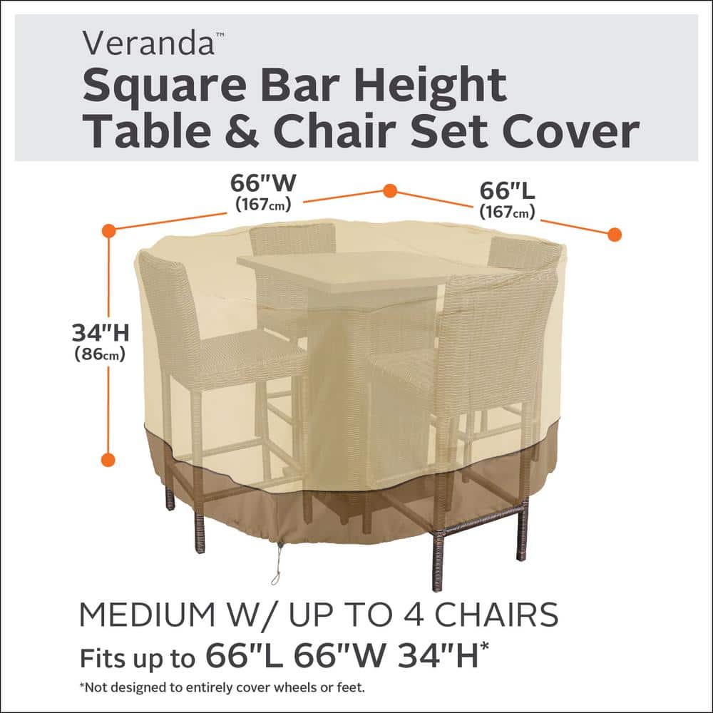 Tan and Brown Heavyweight Polyester Square Patio Furniture Cover