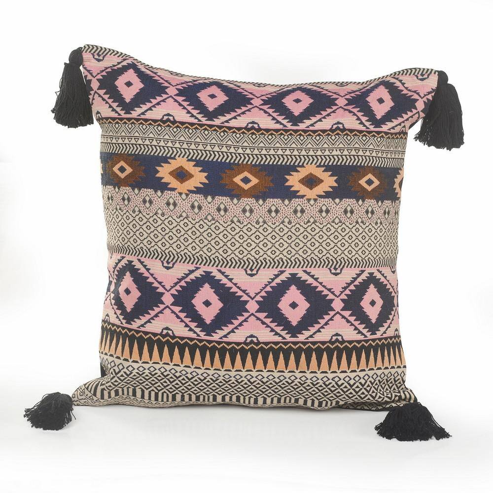 Sunrise Black and Yellow Southwest Geometric Cozy Poly-fill 20 in. x 20 in.