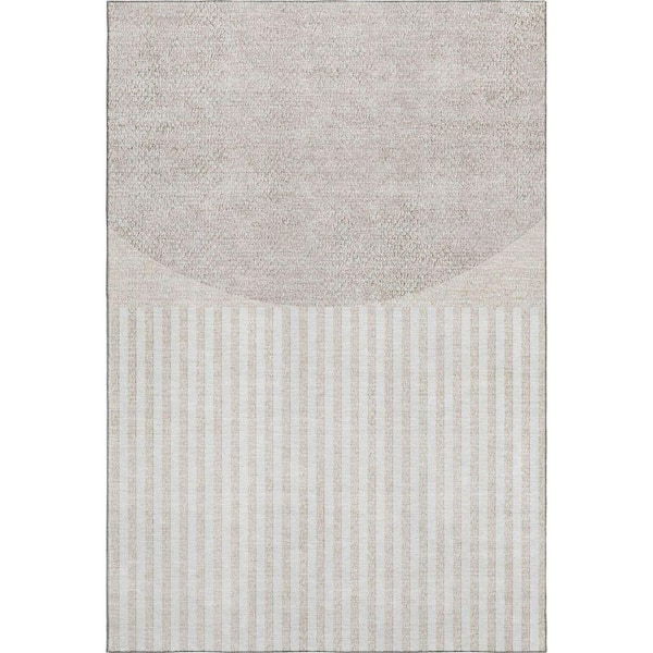 Mayfield Premium Machine Washable Abstract AMF2134 Putty 3 ft. x 5 ft. Area Rug
