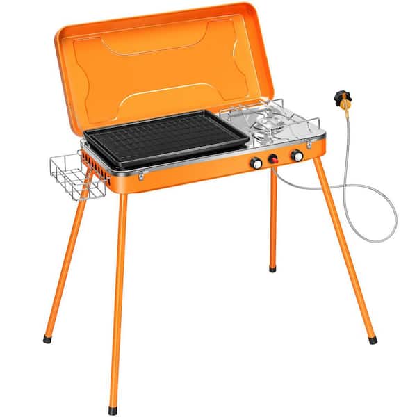2-in-1 20000 BTU Portable Gas Camping Stove with Detachable Legs