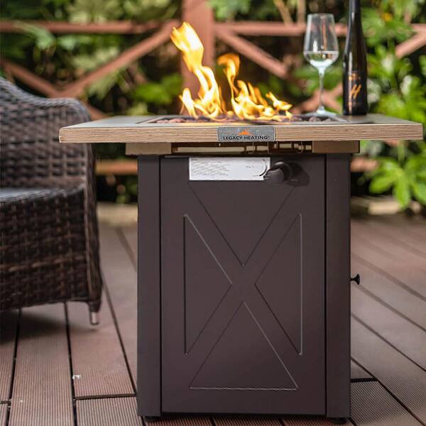 Wateday Brown Square Metal 24 in. Outdoor Fire Pit Table