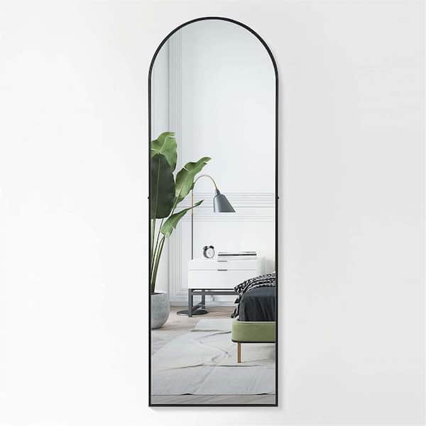 Unbranded 22 in. W x 65 in. H Full Length Arched Aluminum Alloy Framed Wall Bathroom Vanity Mirror with Stand
