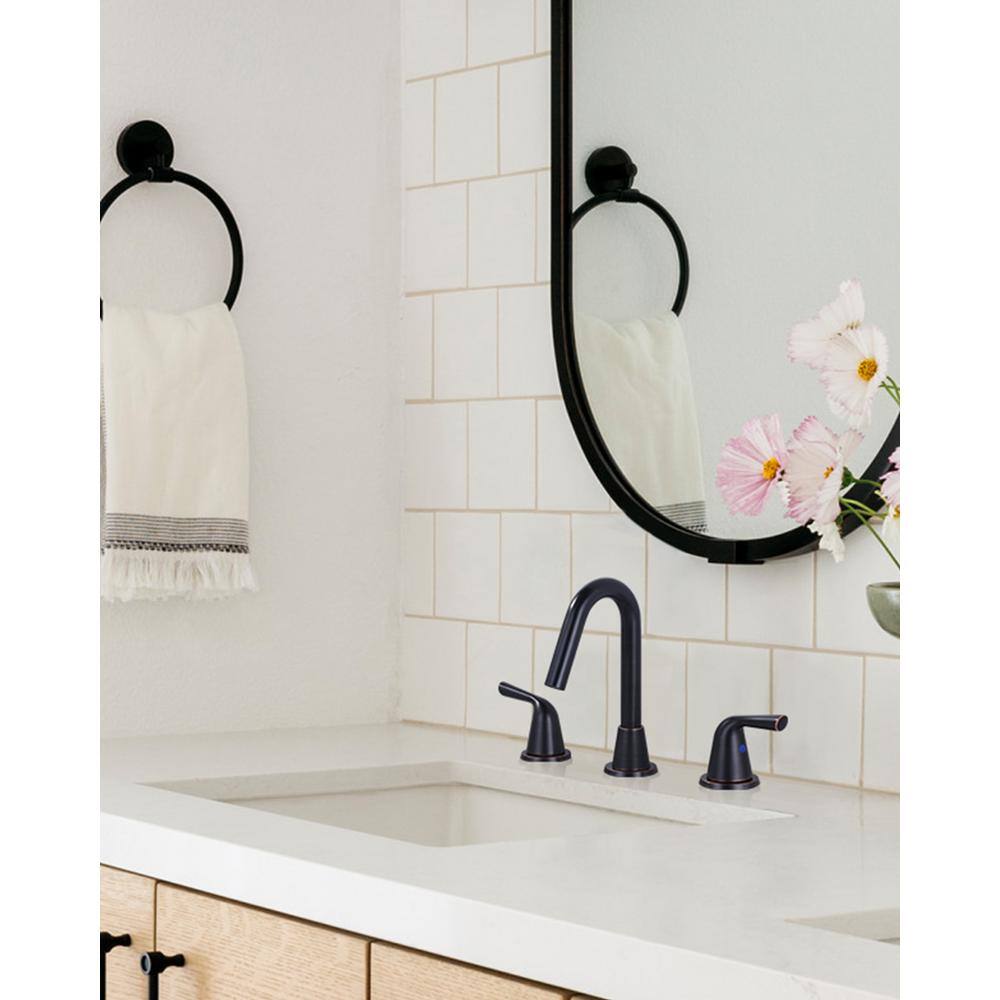 Oil Rubbed Bronze 8-Inch Widespread Double Handle Bathroom Faucet
