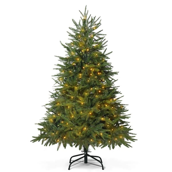 4.5 ft. Pre-Lit LED PVC and PE Fraser Fir Artificial Christmas Tree with 150-Lights and Foldable Stand