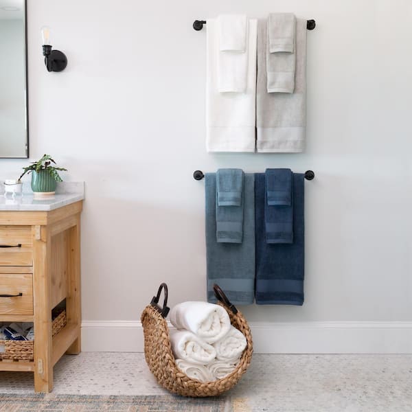 Wamika Nautical Theme Anchor Hand Bath Towel Hanging Towels Set Navy Blue  Kitchen Dish Towel Highly Absorbent 2pcs