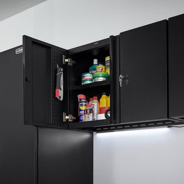 32 in. W x 21.5 in. H x 14 in. D Extra Wide Pre-assembled Welded 19-Gauge Steel 1-Piece Garage Storage System in Black