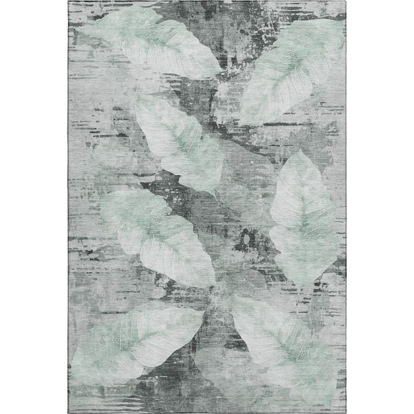 Mayfield Premium Machine Washable Abstract AMF2172 Teal 10 ft. x 14 ft. Area Rug