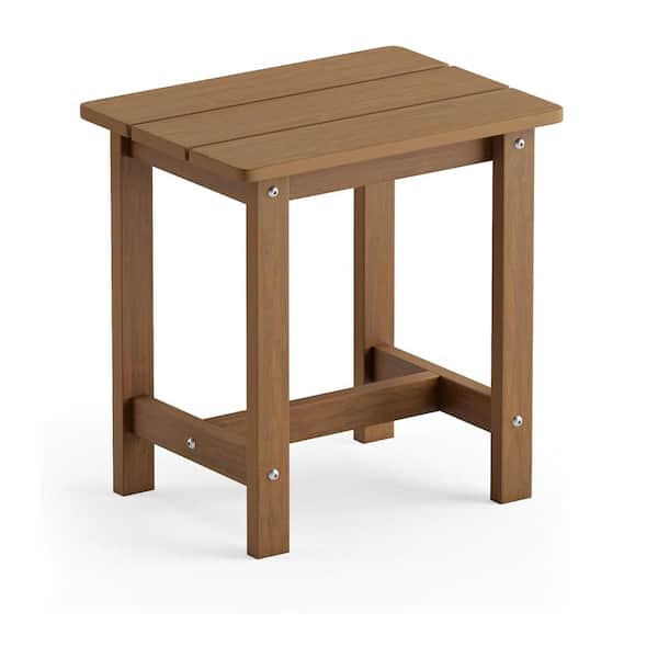 ITOPFOX Brown Rectangle Plastic 16.9 Outdoor Side Table with Extension