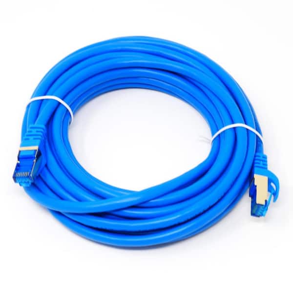 QualGear 20 ft. Cat 7 Round High-Speed Ethernet Cable Blue