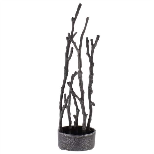 HomeRoots 14 in. Grey Metal Branches Sculpture