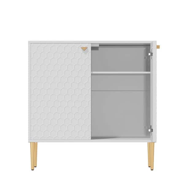 TEKEET Home Muebles Aparador Industrial Blanco 105x35x62 cm Tamaño Metal y  Vidrio