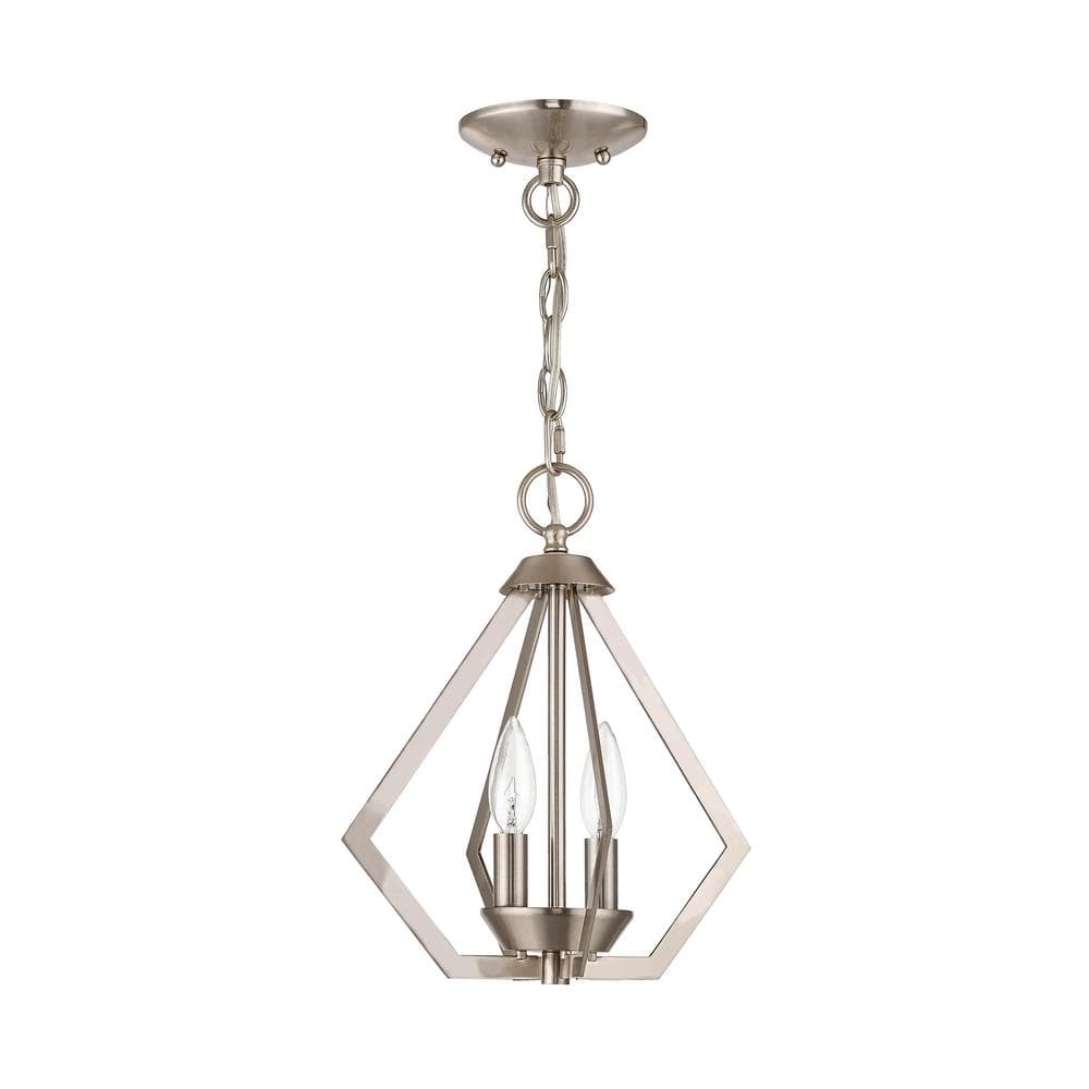 Brushed Nickel Mini Geometric 2-Light Chandelier
