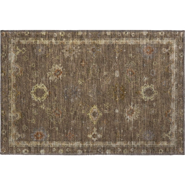 Mayfield Premium Machine Washable Abstract AMF2045 Chocolate 2 ft. x 3 ft. Accent Rug