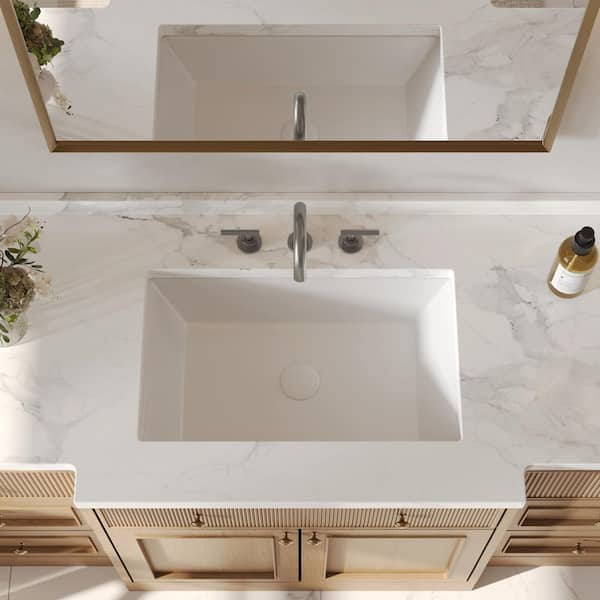 GRANDJOY 3-Hole 8 in. Widespread Double Handle Bathroom Sink
