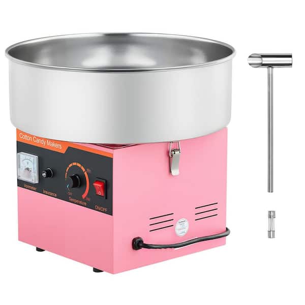 1000W Cotton Candy Machine, 15 in. Stainless Steel Bowl and Sugar Scoop, Makes Hard Candy for Parties, Family, Pink