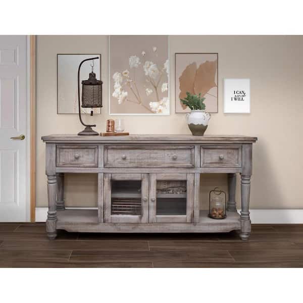 HomeRoots Desert Sand TV Stand Fits TV's up to 70 in. with Shelves, Cabinet, Storage