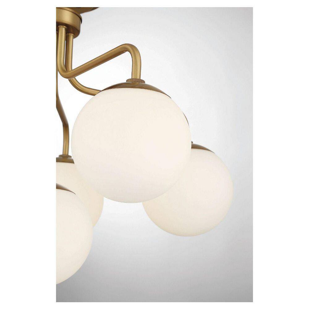 Warm Brass 6-Light Mid-Century Modern Globe Ceiling Light