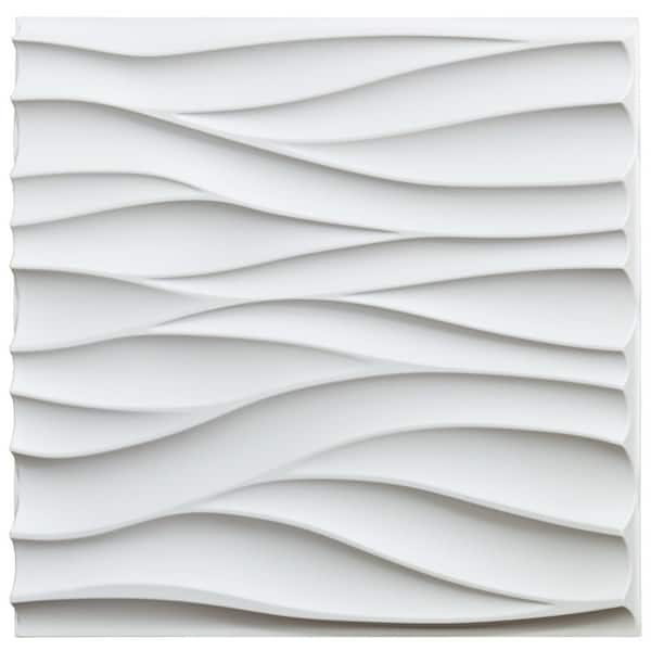 Art3dwallpanels 19.7 in. x 19.7 in. White PVC 3D Wall Panels Wave Wall Design (12-Pack)