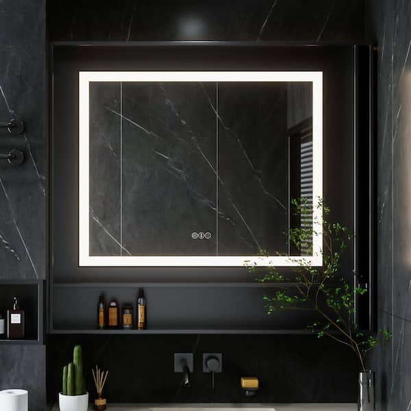 FUNKOL 40 in. W x 32 in. H Rectangular Aluminum Framed LED Light with 3-Color and Anti-Fog Wall Mount Bathroom Vanity Mirror
