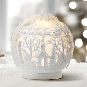 6.5 in. White Led Winter Scene Water Globe