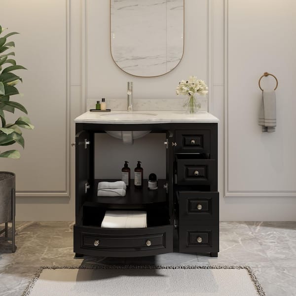 Sink on Right Side - Black - Bathroom Vanities - The Home Depot