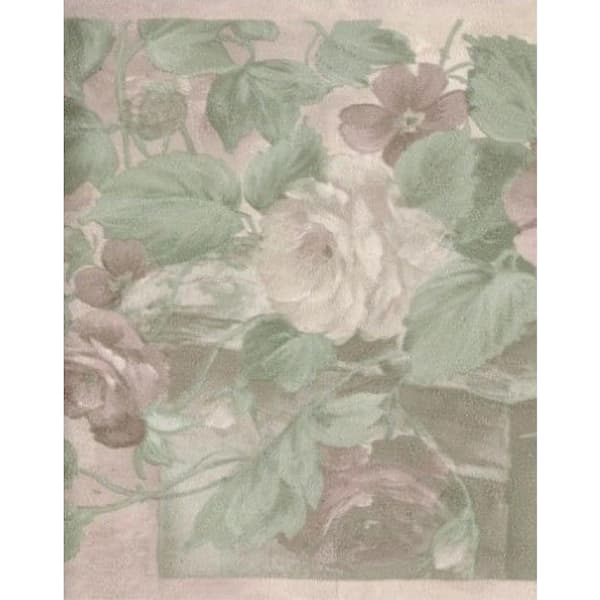 Dundee Deco Falkirk Brin Flowers In Brush Strokes, Scrolls Brown, Green, Beige Wallpaper Border