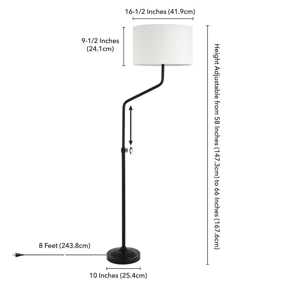 Callum Blackened Bronze Voice-Activated Floor Lamp with Chiffon Shade