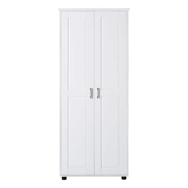 29.25 in. W x 14.6 in. D x 71.25 in. H Freestanding White Linen Cabinet with 2-Doors and Adjustable Shelf