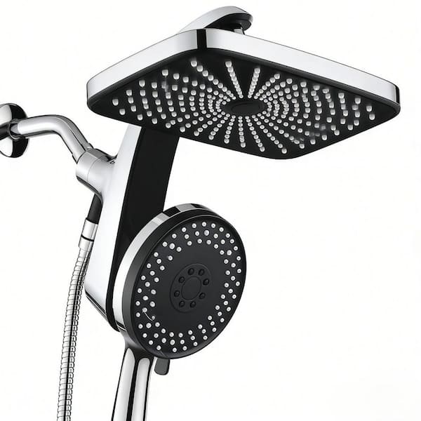 High Pressure Rain Series 1-Piece Shower Head Set with Fixed and Handheld Spray Combo in Chrome Finish