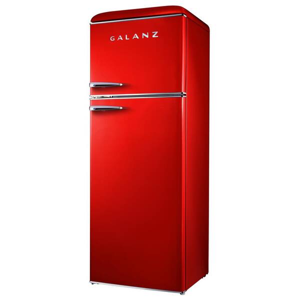Galanz 12.0 cu. ft. Top Freezer Retro Refrigerator with Dual Door True  Freezer, Frost Free in Red GLR12TRDEFR