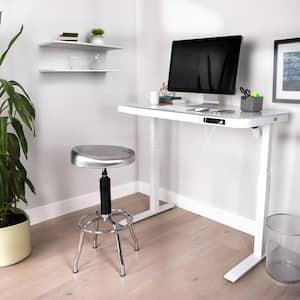 airLIFT 47.5 in. White 1-Drawer Tempered Glass Height Adjustable Electric Standing Desk with Dual USB Charging Ports