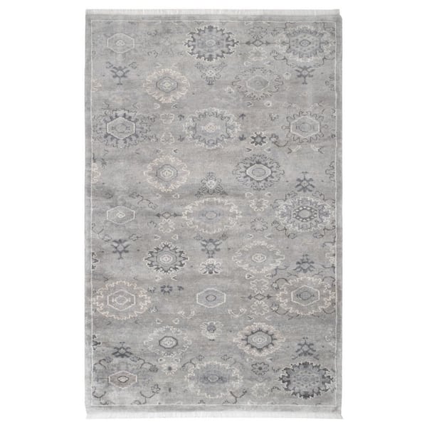 Lila Hand Knotted Wool Grey 8 ft. x 10 ft. Indoor Area Rug