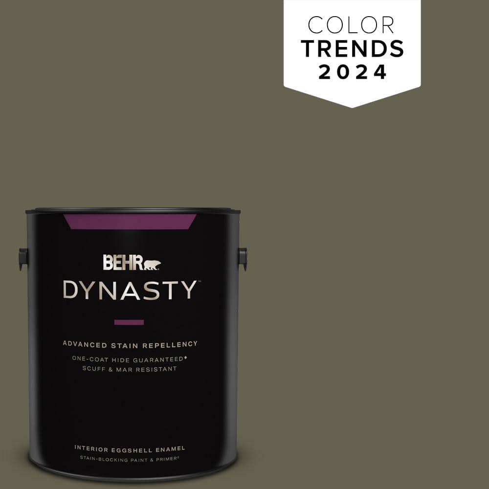 BEHR DYNASTY 1 gal. #N350-7A Mountain Olive One-Coat Hide Eggshell Enamel  Interior Stain-Blocking Paint & Primer 265301 - The Home Depot