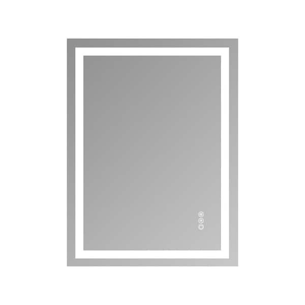 24 in. W x 32 in. H Rectangular Frameless Wall Mount LED Light Bathroom Vanity Mirror in Transparent