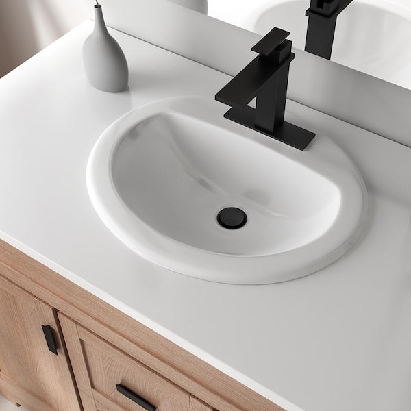 Glacier Bay 19 in. Drop-In Round Vitreous China Bathroom Sink in White