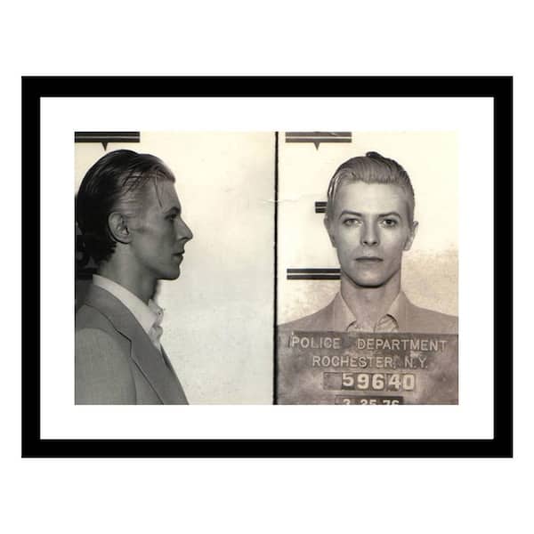 VENICE BEACH Collections David Bowie 1976 Mugshot Photos by Unknown 1-Piece Framed Graphic Print Abstract Poster Art Print 18 in. x 14 in.