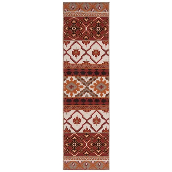 Veranda Red/Beige 2 ft. x 8 ft. Tribal Aztec Indoor/Outdoor Runner Rug