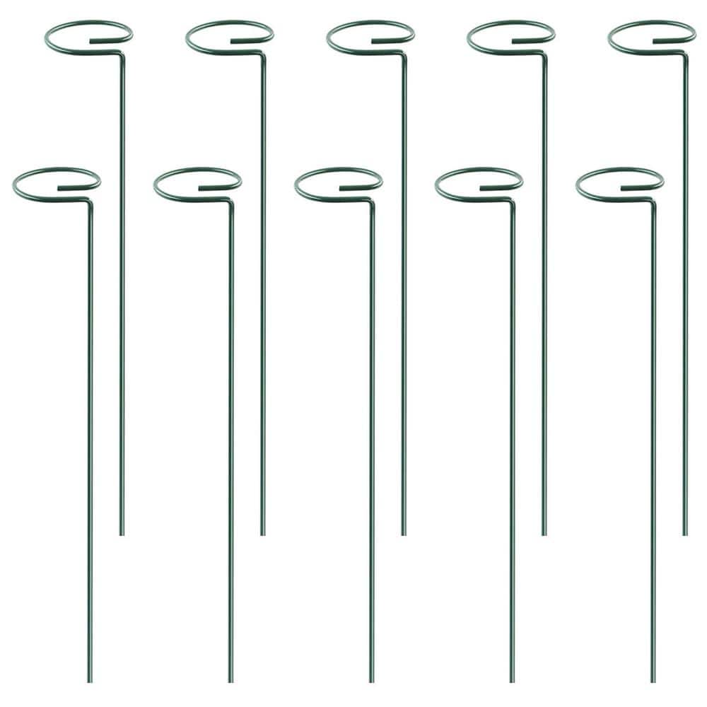 10 in. Iron Plant Support Stakes Garden Flower Single Stem Support Stake Plant Cage Support Ring (10-Pieces) price history on PriceWatchPro