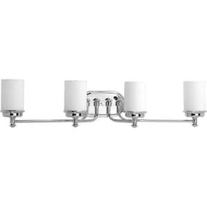 Glide Collection 4-Light Polished Chrome Bathroom Vanity Light with Glass Shades