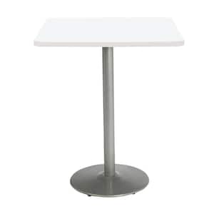 Mode 36 in. Square White Wood Laminate Bistro Table with Steel Round Silver Base