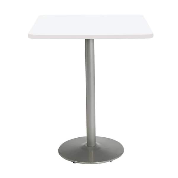 Unbranded Mode 36 in. Square White Wood Laminate Bistro Table with Steel Round Silver Base