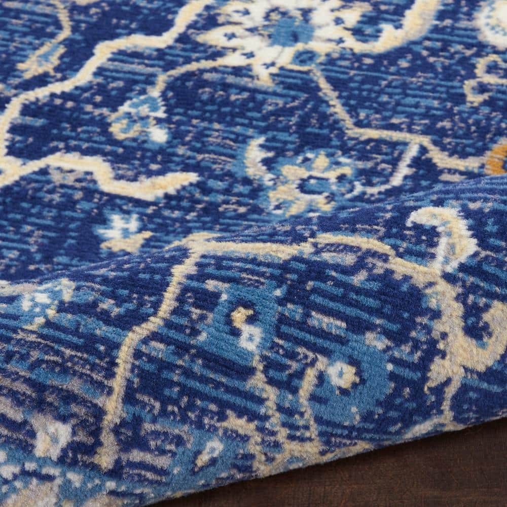 Navy Blue 5' x 7' Synthetic Traditional Area Rug