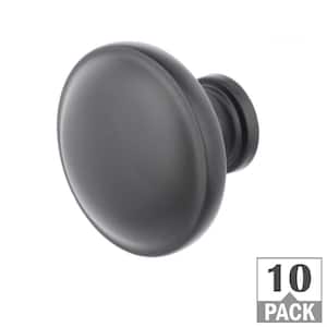 Domed 1-1/4 in. Matte Black Classic Round Cabinet Knob (10-Pack)