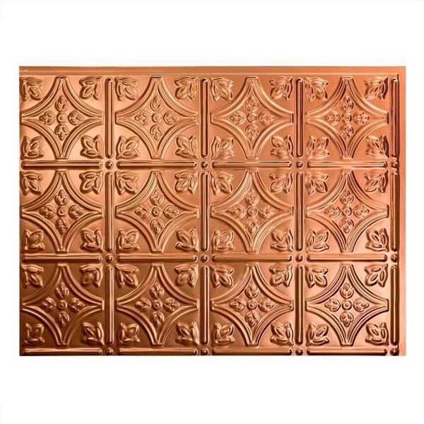 Fasade 18.25 in. x 24.25 in. Polished Copper Traditional Style # 1 PVC Decorative Backsplash Panel