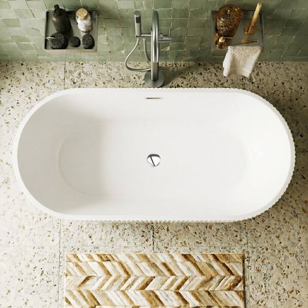 ANZZI Bailey 65 in. x 29 in. Flat Bottom Freestanding Soaking