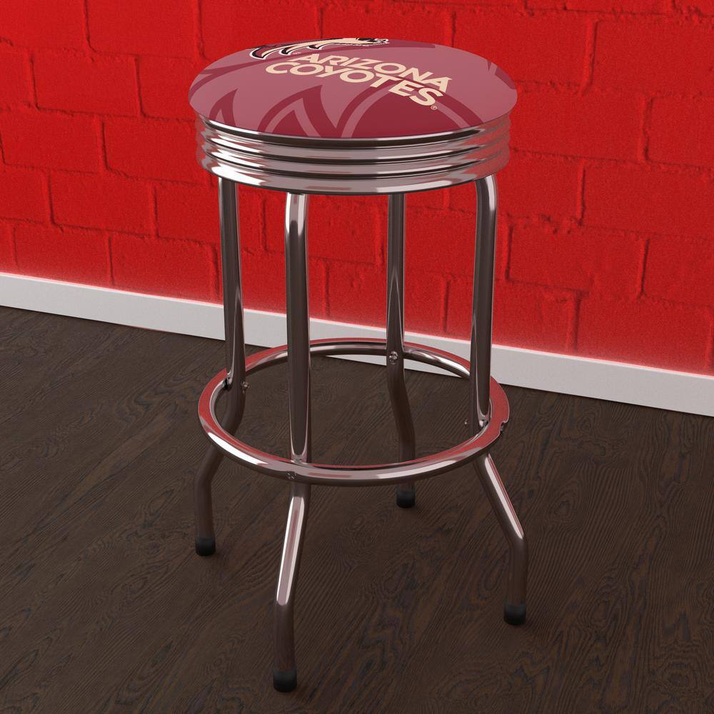 Arizona Coyotes Logo 29 in. Red Backless Metal Bar Stool with Vinyl