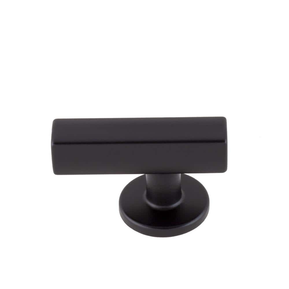 Flynn Matte Black Rectangular Bar Knob with Mounting Hardware