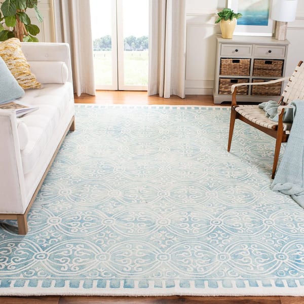Dip Dye Light Green/Ivory 8 ft. x 10 ft. Vintage Floral Area Rug