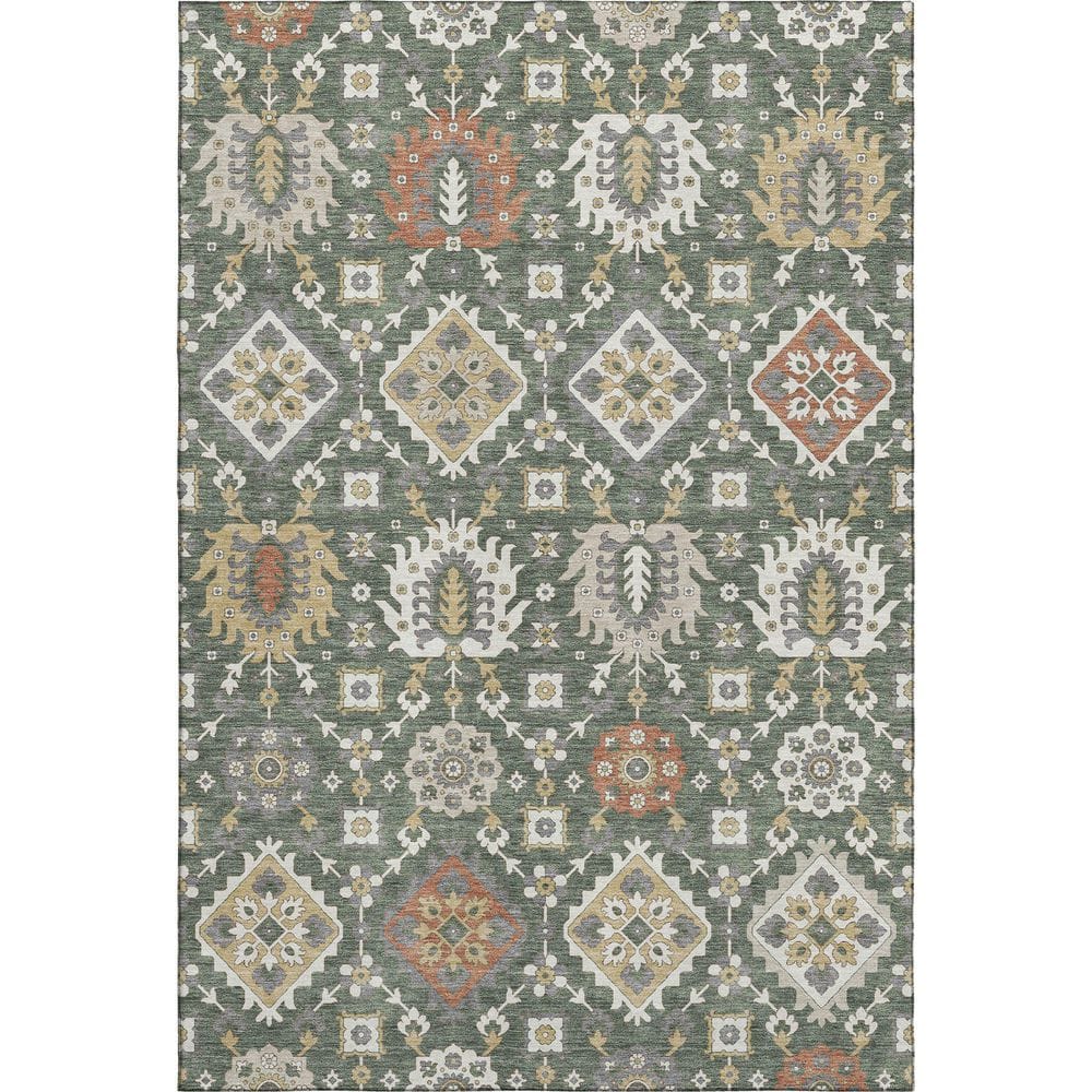 Mayfield Premium Machine Washable Abstract AMF2200 Green 5 ft. x 7 ft. 6 in. Area Rug price history on PriceWatchPro